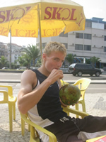 Image of Chaz drinking coconut milk!